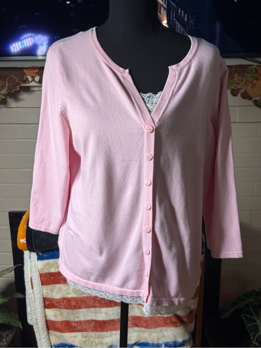 Christopher & Banks Pastel Pink Button-Front Cardigan